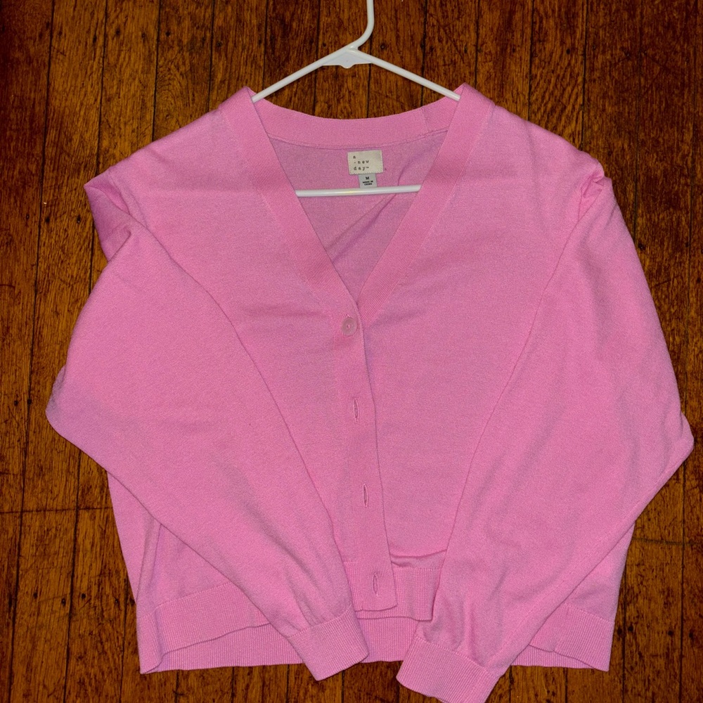 Pretty Pink V-Neck Cardigan Sweater